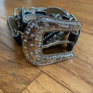 Black & Silver Rhinestone Country Belt